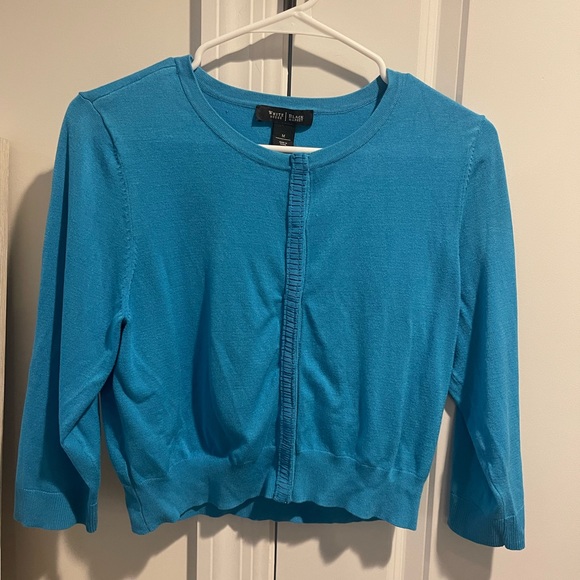 White House Black Market Sweaters - White House Black Market Turquouse Short Cardigan 3/4 Sleeves